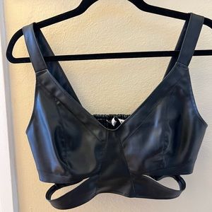 Black leather crop top